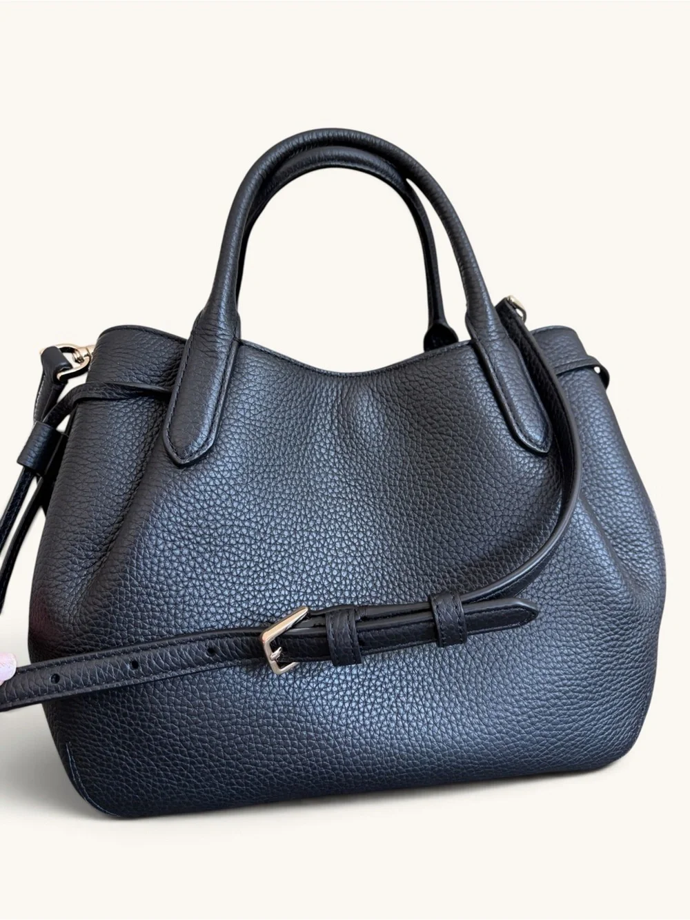 kate spade Black Dumpling Leather Satchel with Detachable Crossbody Strap